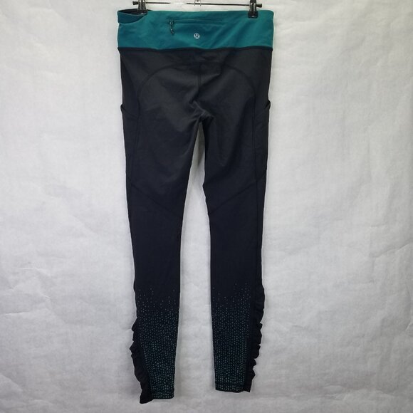 Lululemon Speed Tight IV Leggings Size 8 Lights Out Black Forage Teal Reflective - Picture 7 of 13
